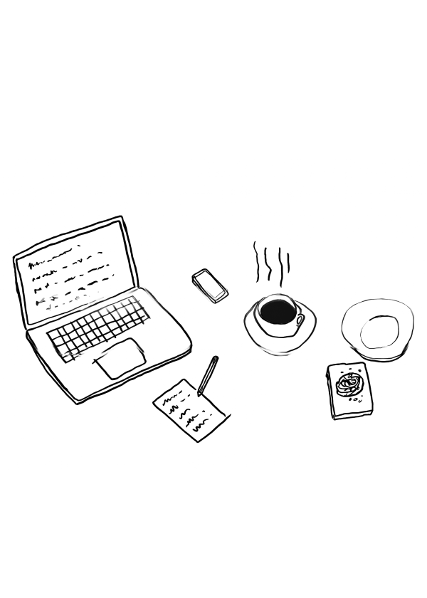Illustration a laptop and coffee.