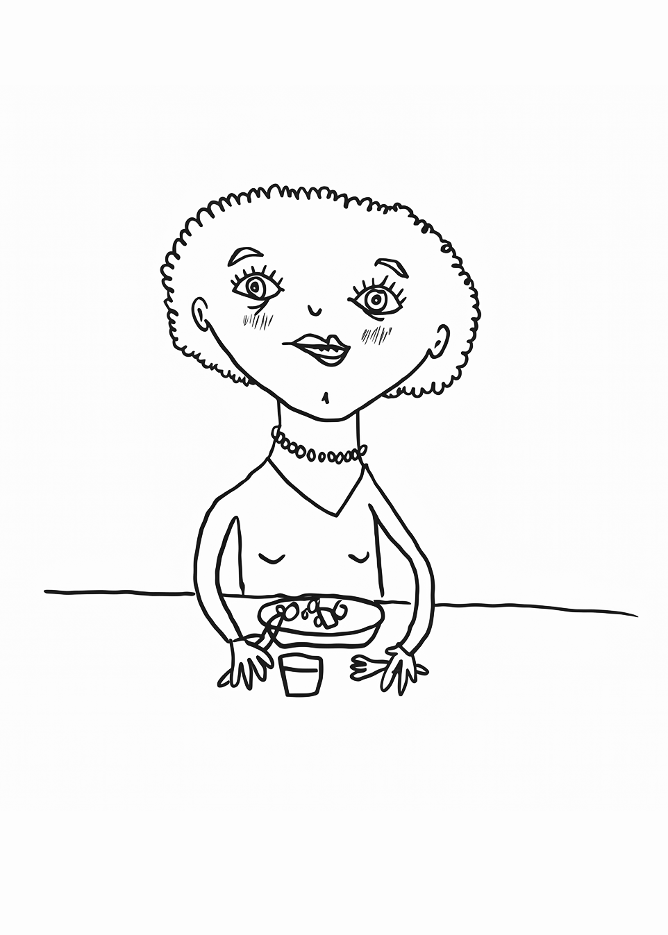 Illustration of a woman with food.